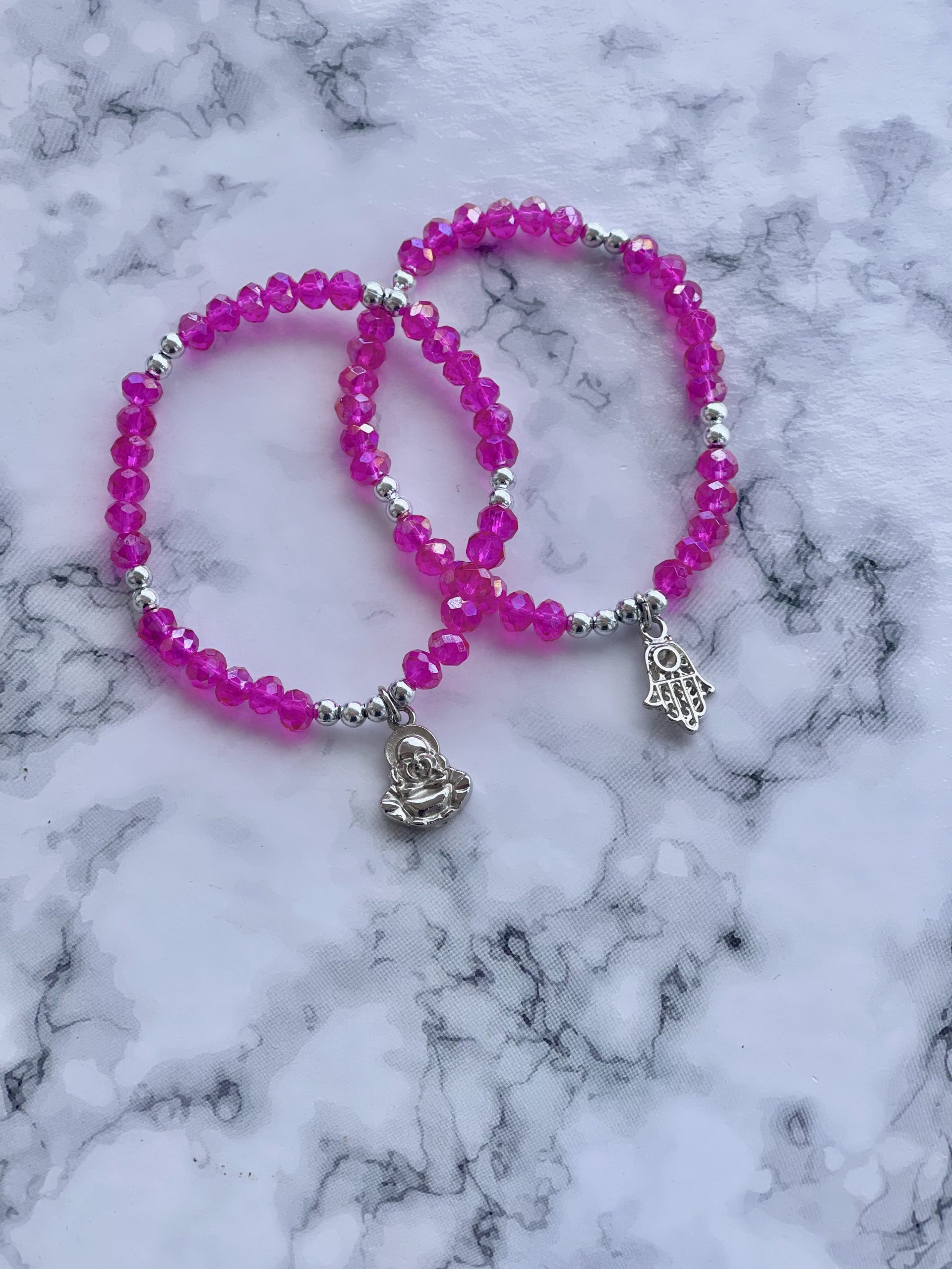 Pulsera Cristal Fucsia Buda