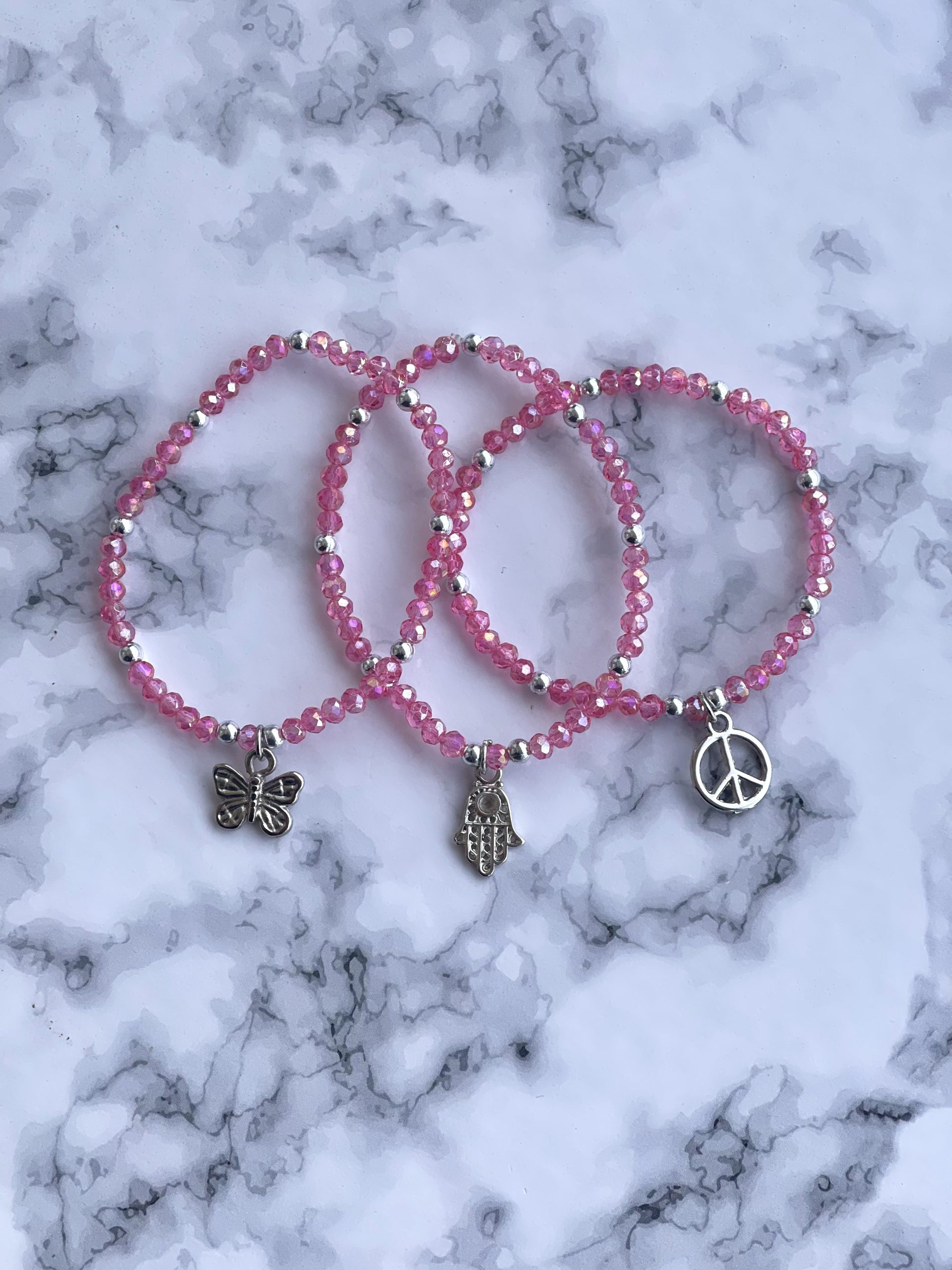 Pulsera Cristal Rosa Mriposa